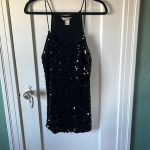 Black sequenced womens Tank top.  Size L